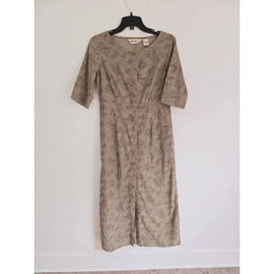 Eddie Bauer Floral Corduroy Cargo Half Sleeves Cotton Midi Vintage Dress XS P